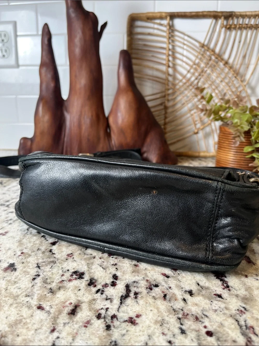 Pelle Studio Black Leather Messenger Crossbody